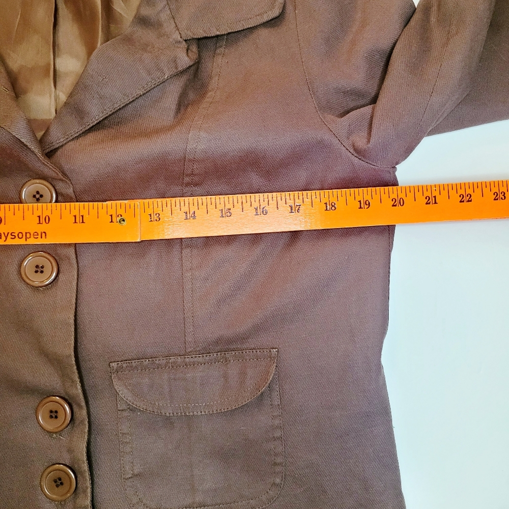 Vintage R.Q.T Jacket Linen Cotton Women Medium Lined Brown Buttons Collared Fall - Picture 4 of 11